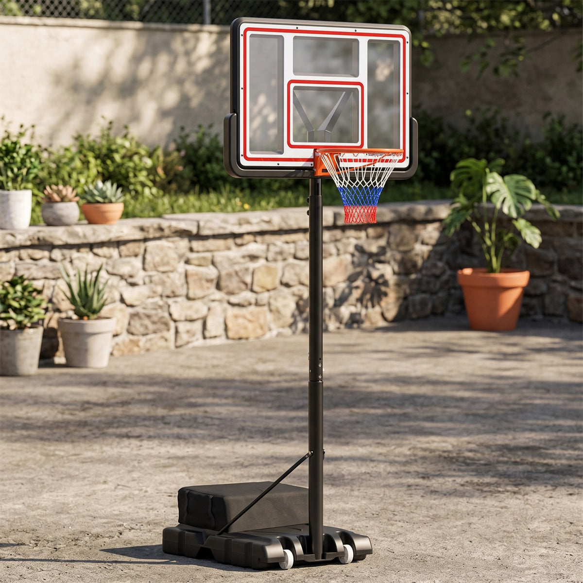 Airfind Portable Basketball Hoop System, Adjustable 7.4-10 ft Basketball Goal with 44 in Shatterproof Backboard and Fillable Base for Kids Teens Adults Indoor, Black