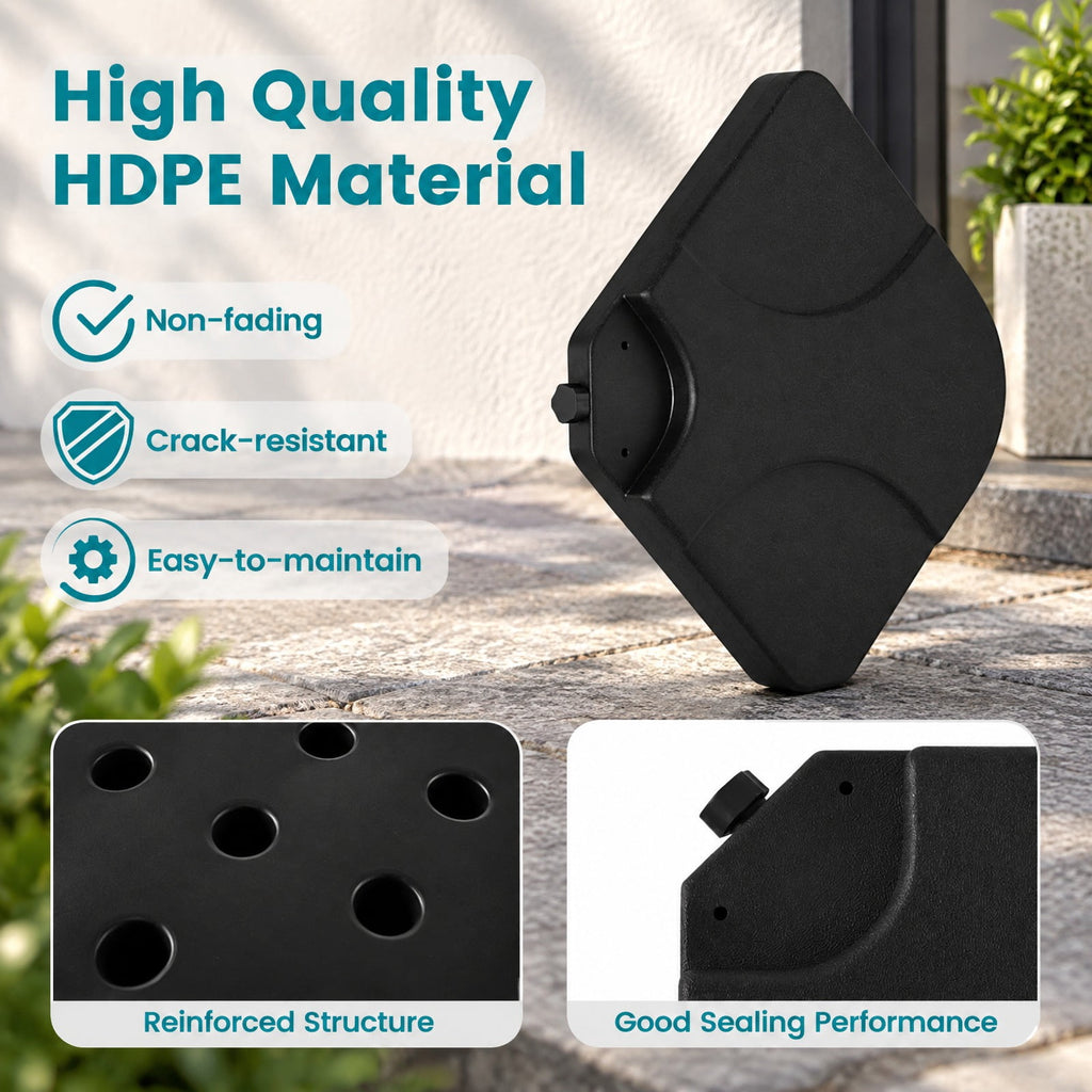 Airfind 20 Inch Patio Offset Water Filled Plate Umbrella Base Sand, HDPE Frame, Black, Product size 20 x 20 x 3(L x W x H) F