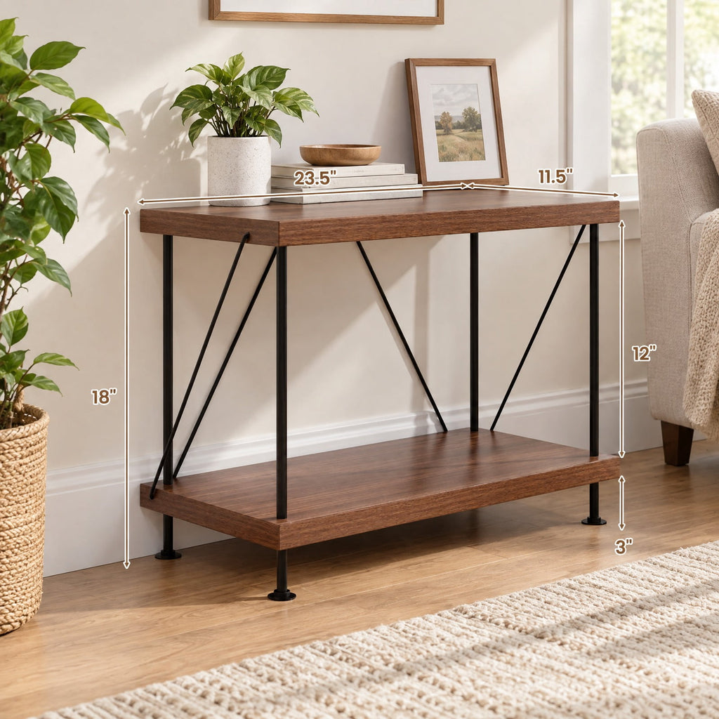 Airfind 2/3/4/5-Tier Multipurpose Display Rack with Metal Frame-2, 45 lbs Capacity, MDF Metal 2-tier: Frame, Walnut