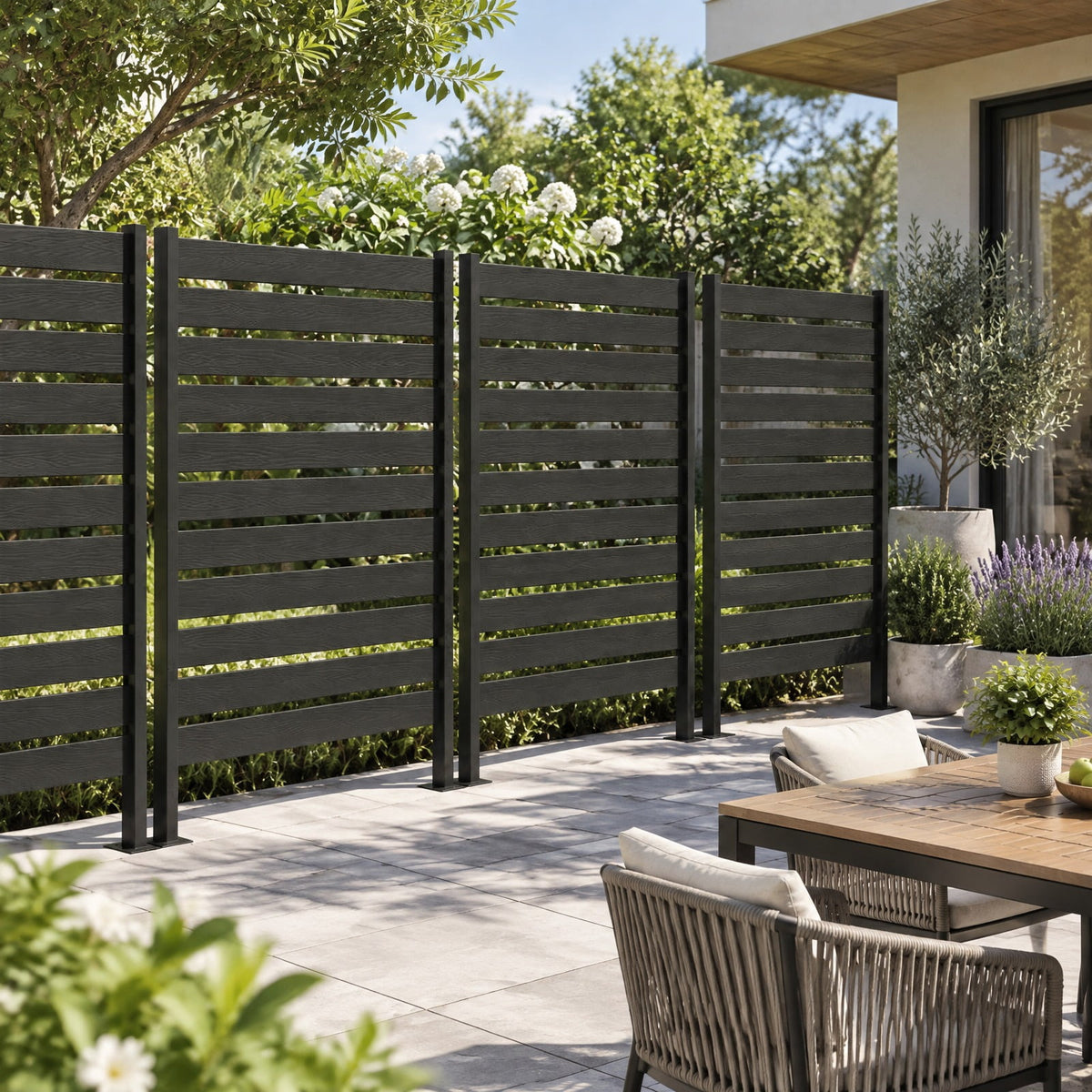 Airfind Outdoor Privacy Screen Fence for Backyard Pool Lawn, HIPS Metal Frame, 25 x 37 x 64 Footprint, Black
