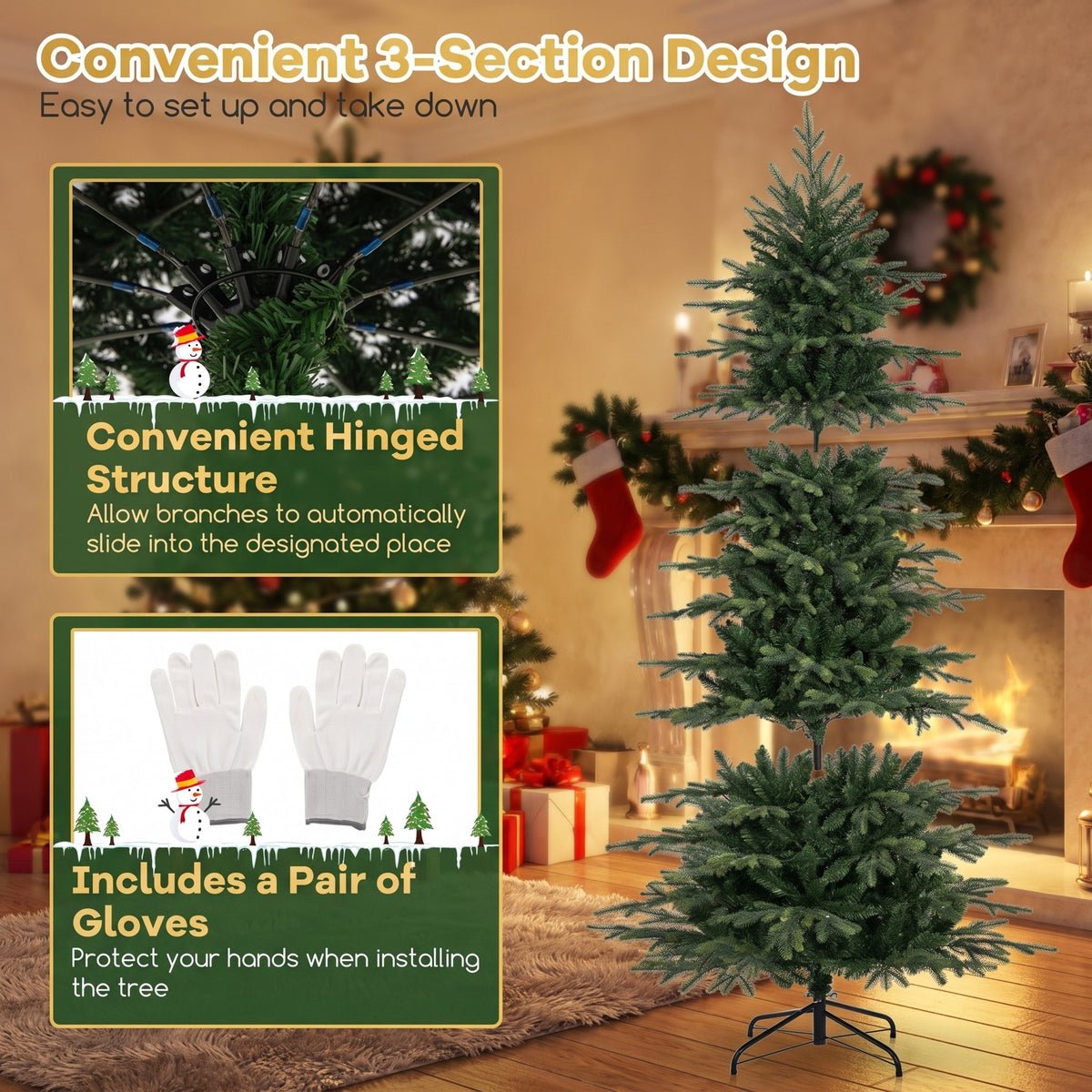 Airfind 7.5 Feet Pre, PVC PE Metal Tree Height 6 ft Tree Width 3.6 ft Frame, White, Diameter of the Metal Base 20 Inch