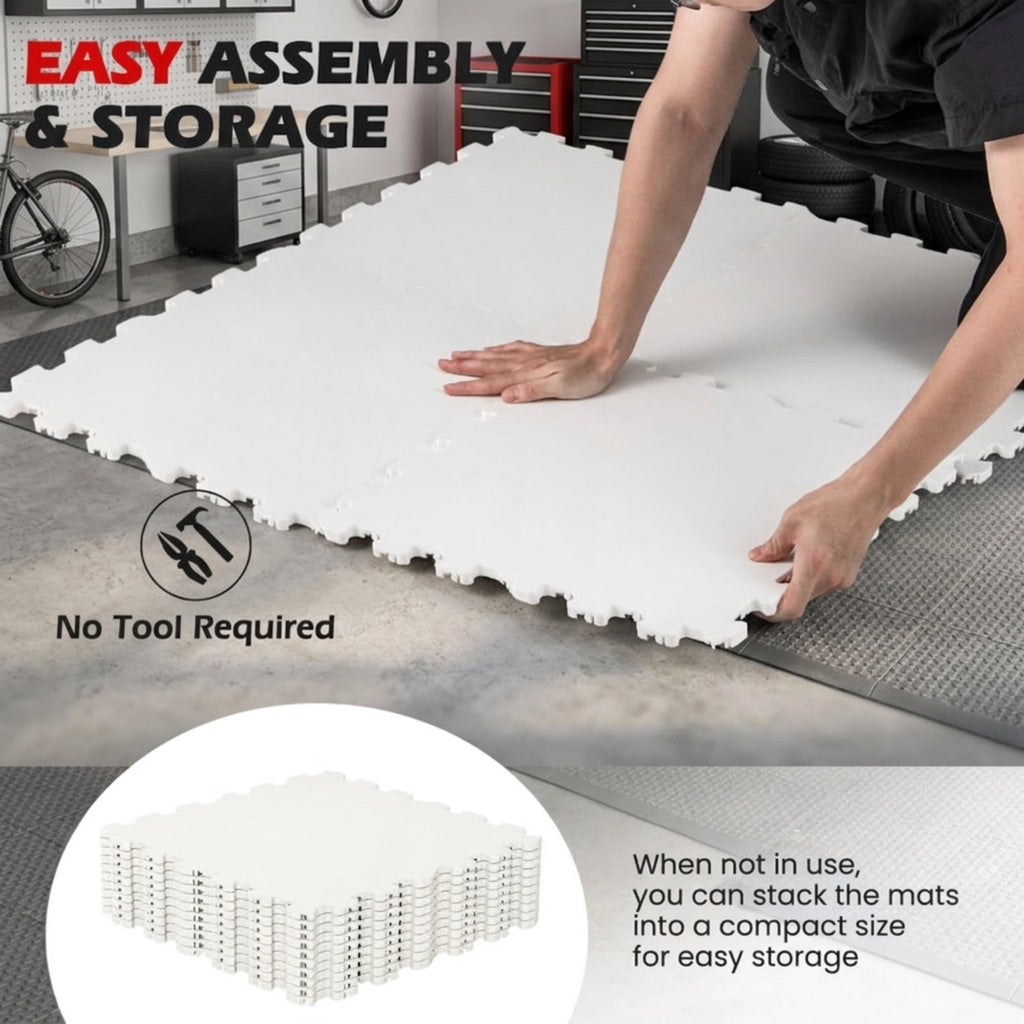Airfind Floor Hockey Set with 10 Synthetic Ice Shooting Tiles for Dryland Training and Puck Handling in Backyards Garages and Homes, White