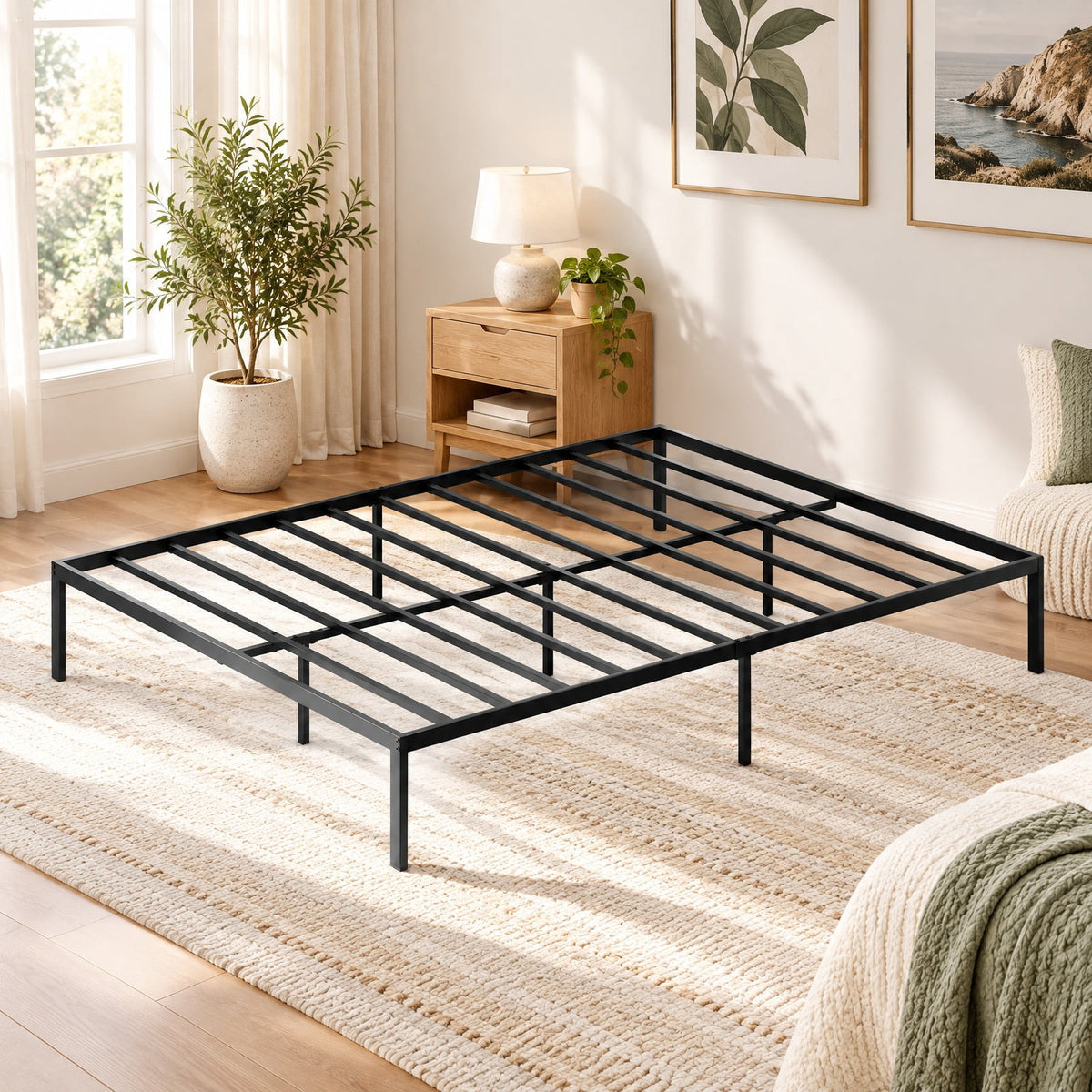 Airfind Full/Queen/King Size Metal Bed Frame Heavy Duty Support Slats Mattress Foundation, 660 lbs Capacity, Metal Full Frame, Black