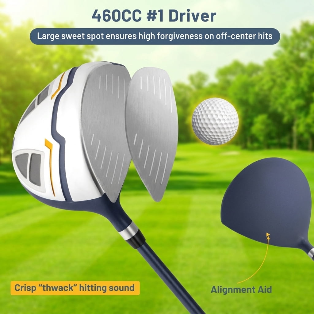 Airfind 11-Piece Mens Complete Golf Set with Driver, Fairway, Hybrid, Irons, Putter and Bag, Yellow