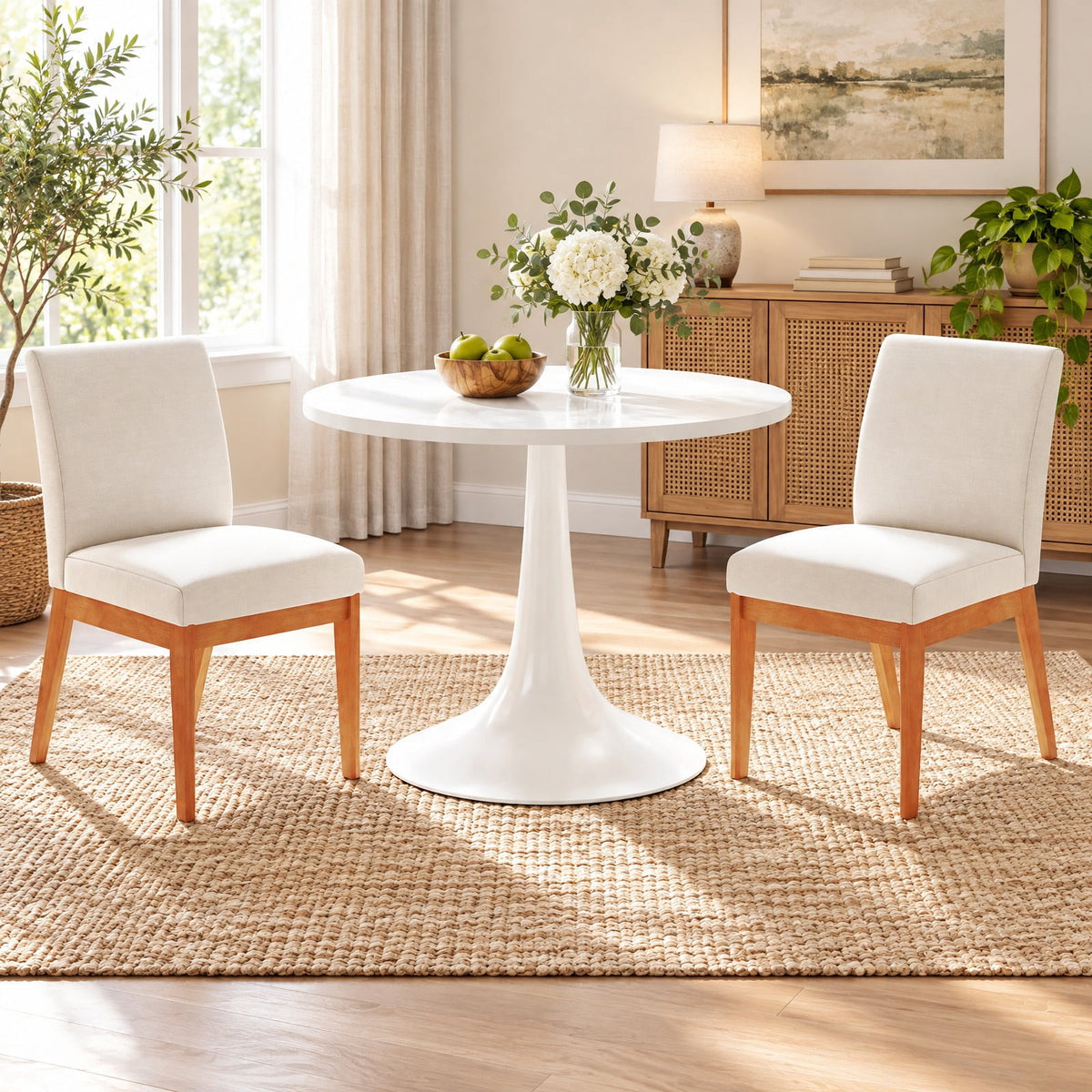 Airfind Upholstered Dining Chairs Set of 2 Kitchen Armless Side Chairs with Rubber Wood Legs, Chair 330 lbs Capacity, 17.5 x 23 x 34 Footprint