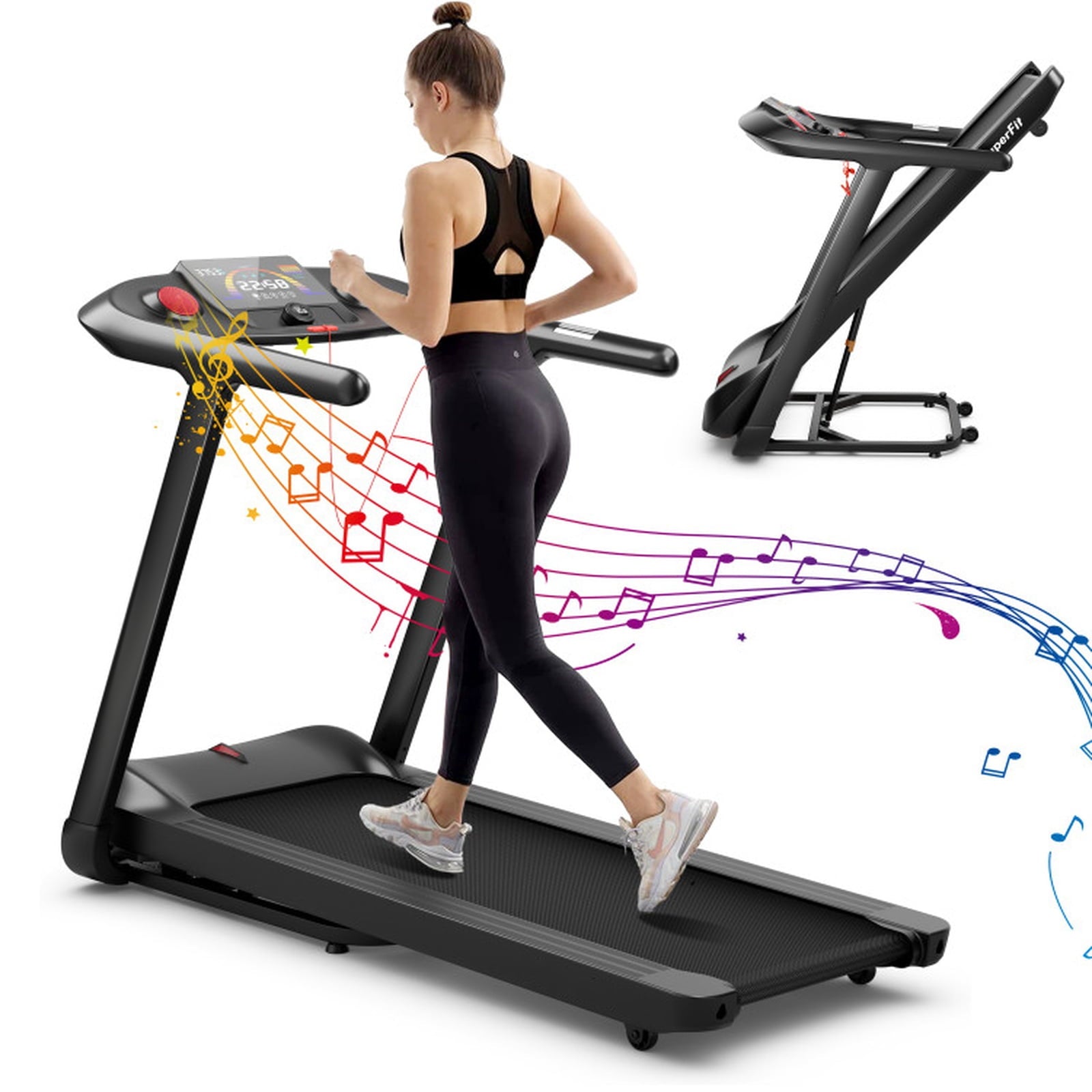 Airfind 4.75HP Folding Cardio Treadmill, Black