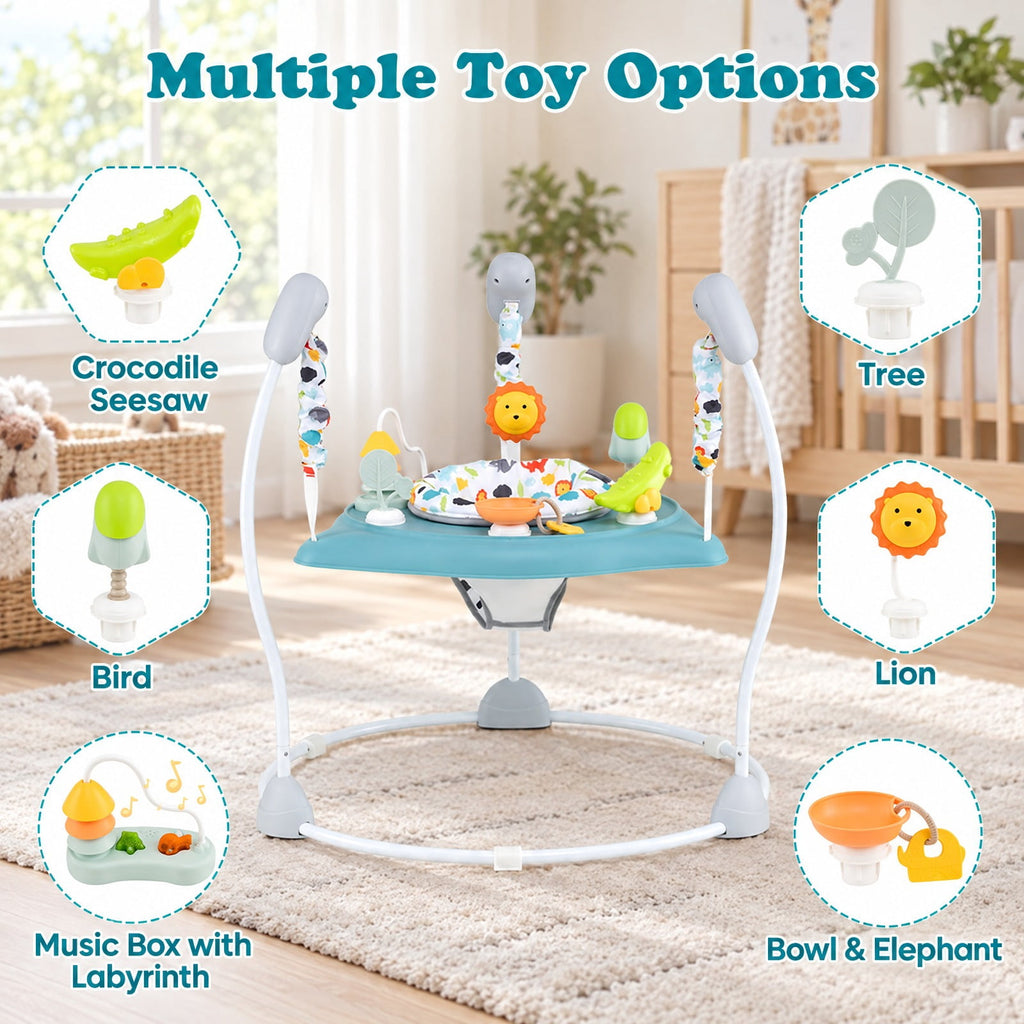 Airfind Child Jump and Play Activity Center with Rotatable Seat and Interactive Toys, 26.5 Lbs Capacity, Pp, for 7-15 Months Old, Blue