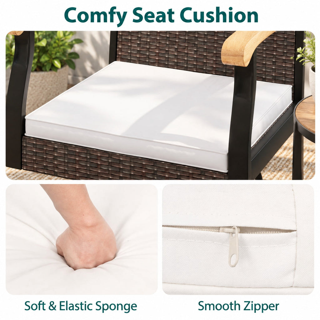 Airfind One Outdoor 360° Swivel Bar Stool with Cushion and Acacia Wood Armrests, 400 lbs Capacity, Wood