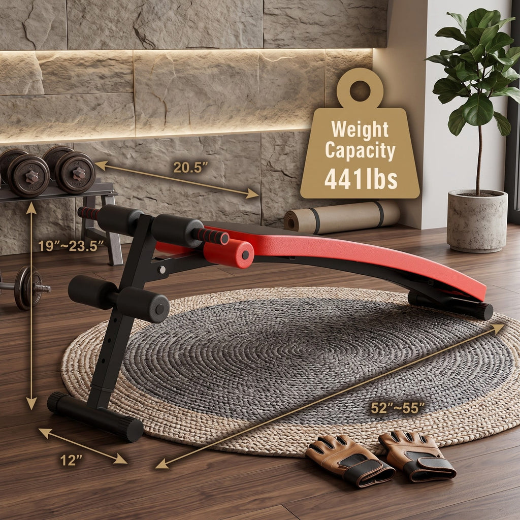 Airfind Folding Weight Bench, Adjustable Sit-Up Board Slant Ab Workout Bench with 4 Positions, Steel Frame Foldable Home Gym Strength Training Bench, 441 lbs, Red