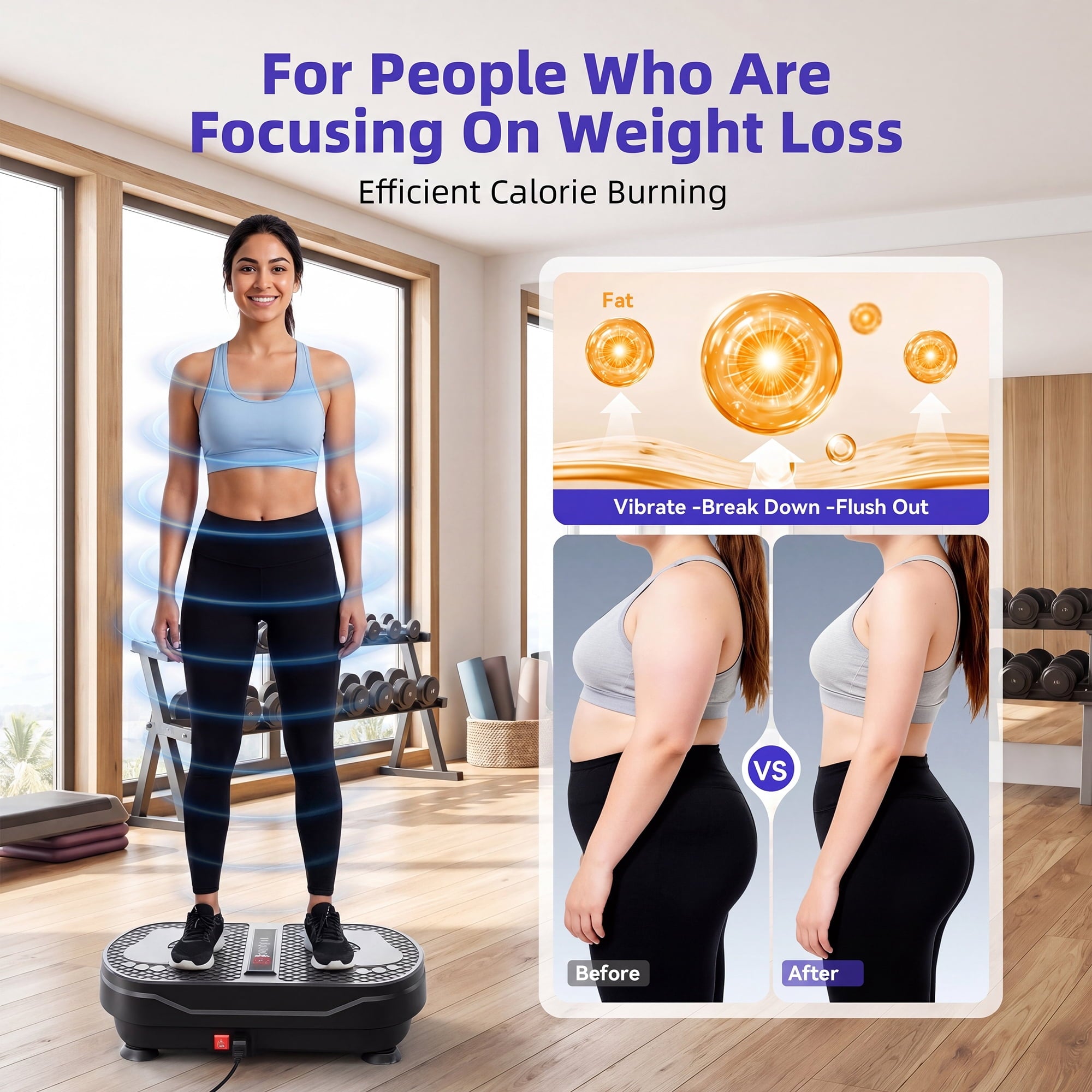 Airfind Vibration Plate Exercise Machine for Lymphatic Drainage,Bluetooth Speaker Weight Loss Whole Body Workout,with 2 Loops and 5 Resistance for Home Exercise Gym,450lb Capacity