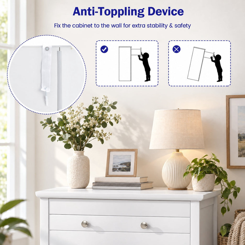 Airfind Free Standing Bathroom Storage Cabinet with Large Drawer, 110 lbs Capacity, MDF Frame, 23.5in x 12in x 31.5in Footprint, White