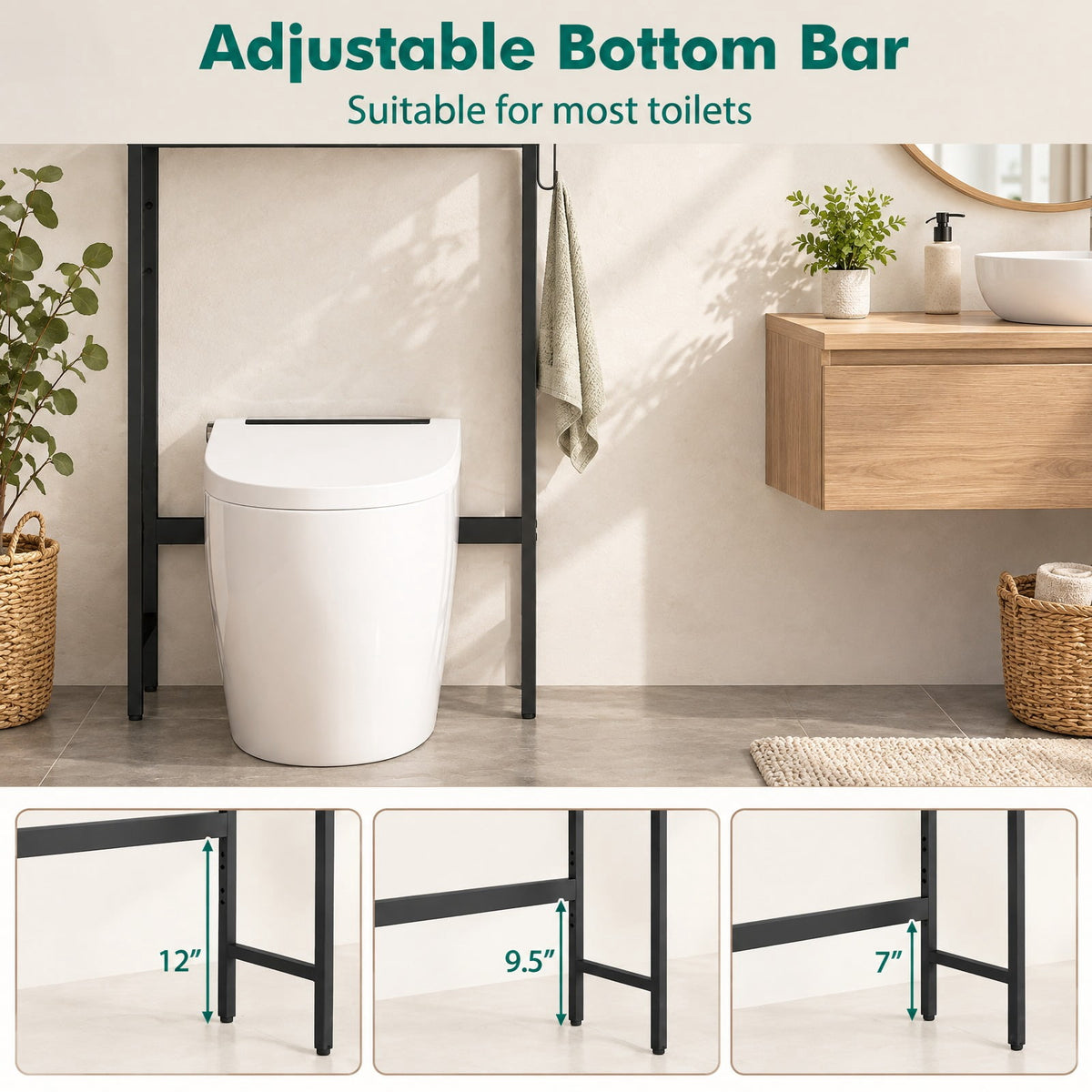 Airfind Over The Toilet Storage Cabinet, with 2 Doors and Adjustable Shelf, ?Metal Particle Board Item weight: 38.5 lbs Frame, White