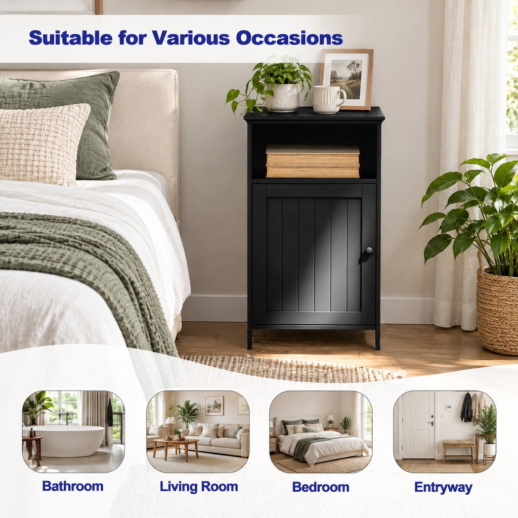 Airfind Bathroom Freestanding Floor Storage, Cabinet with Adjustable Shelf, MDF Frame, 16 Inch x 12 Inch x 27.5 Inch Footprint, Black