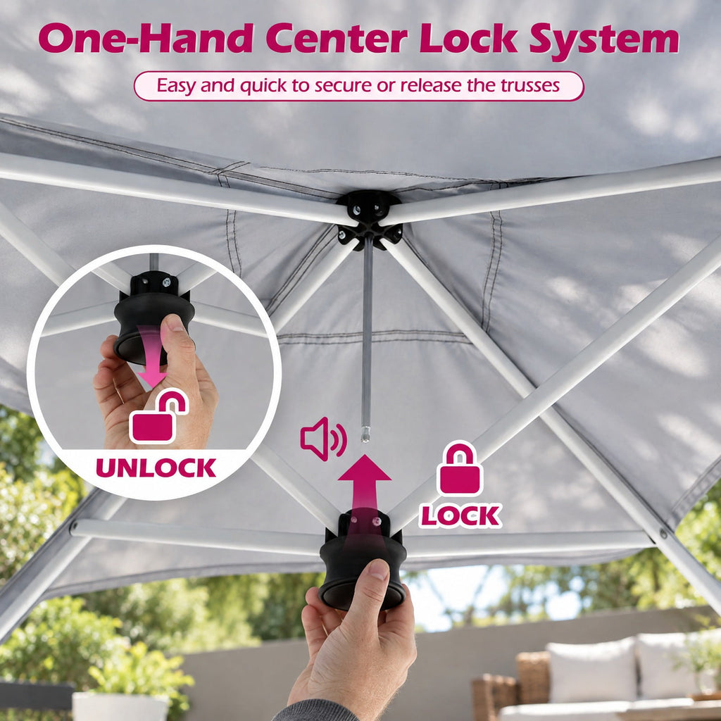 Airfind 9 ft x 9 ft Pop Up Canopy Tent with 8 Ground Stakes 4 Wind Ropes and Carry Bag for Outdoor Party, Metal Oxford Cloth PP Frame, White