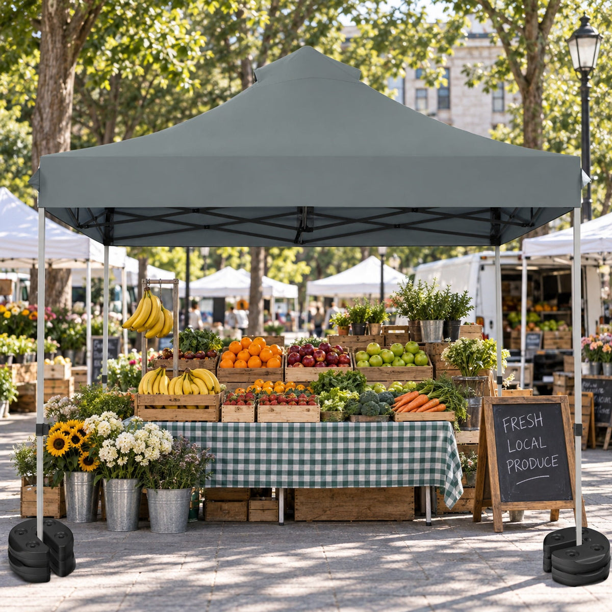 Airfind Set of 6 Canopy Weights 30lbs Weight Plate Kit with No, PE Frame, 9.5x 9.5x 2.75 Footprint, Black