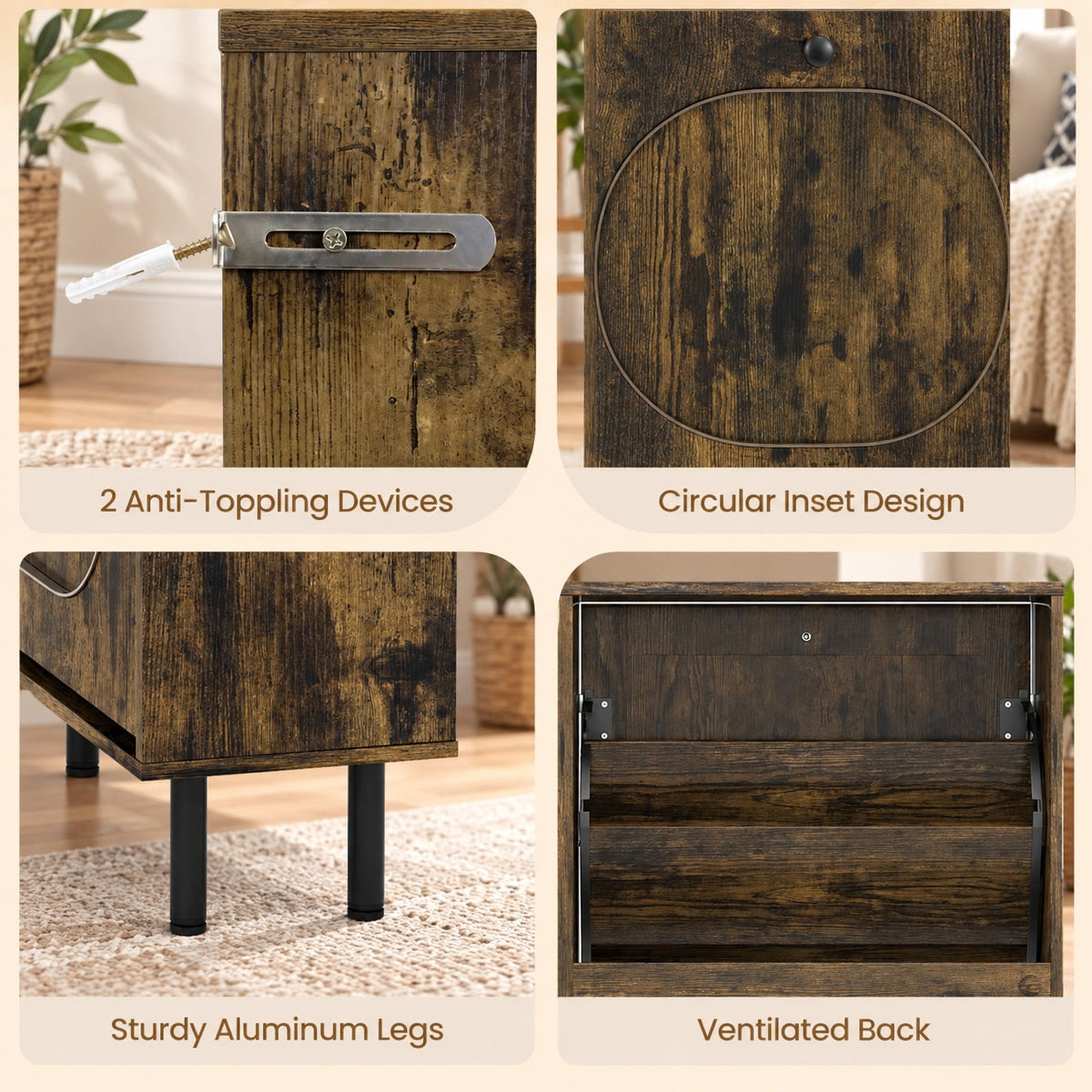Airfind Shoe Storage Cabinet with 4 Flip Drawers and Aluminum Legs for Foyer and Hallway, 40in x 9.5in x 38.5inNet Weight 55 lbsWeight Footprint, Brown