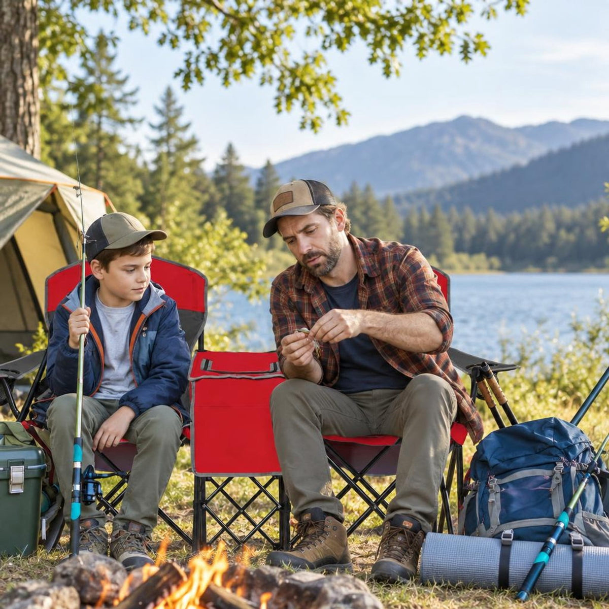 Airfind Patented Portable Folding Camping Canopy Chairs with Cup Holder, Steel oxford fabric Frame, 55.5 x 28.5 x 59.5 (L x W x H) The Footprint