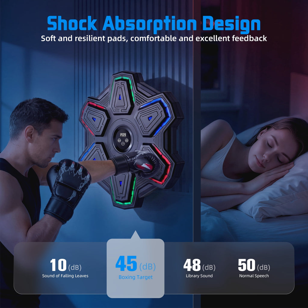 Airfind Wall Mounted Boxing Punch Pad Target with Light and Music Reflex Focus Strike Pad for MMA Home Gym Training 3 Mounting Options Black