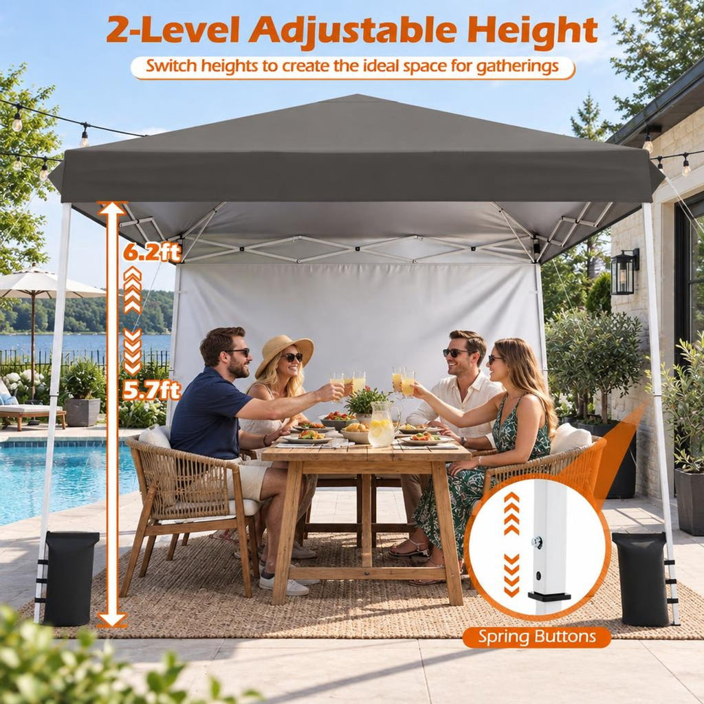 Airfind 9 ft x 9 ft Pop Up Canopy Tent with 8 Ground Stakes 4 Wind Ropes and Carry Bag for Outdoor Party, Metal Oxford Cloth PP Frame, Grey