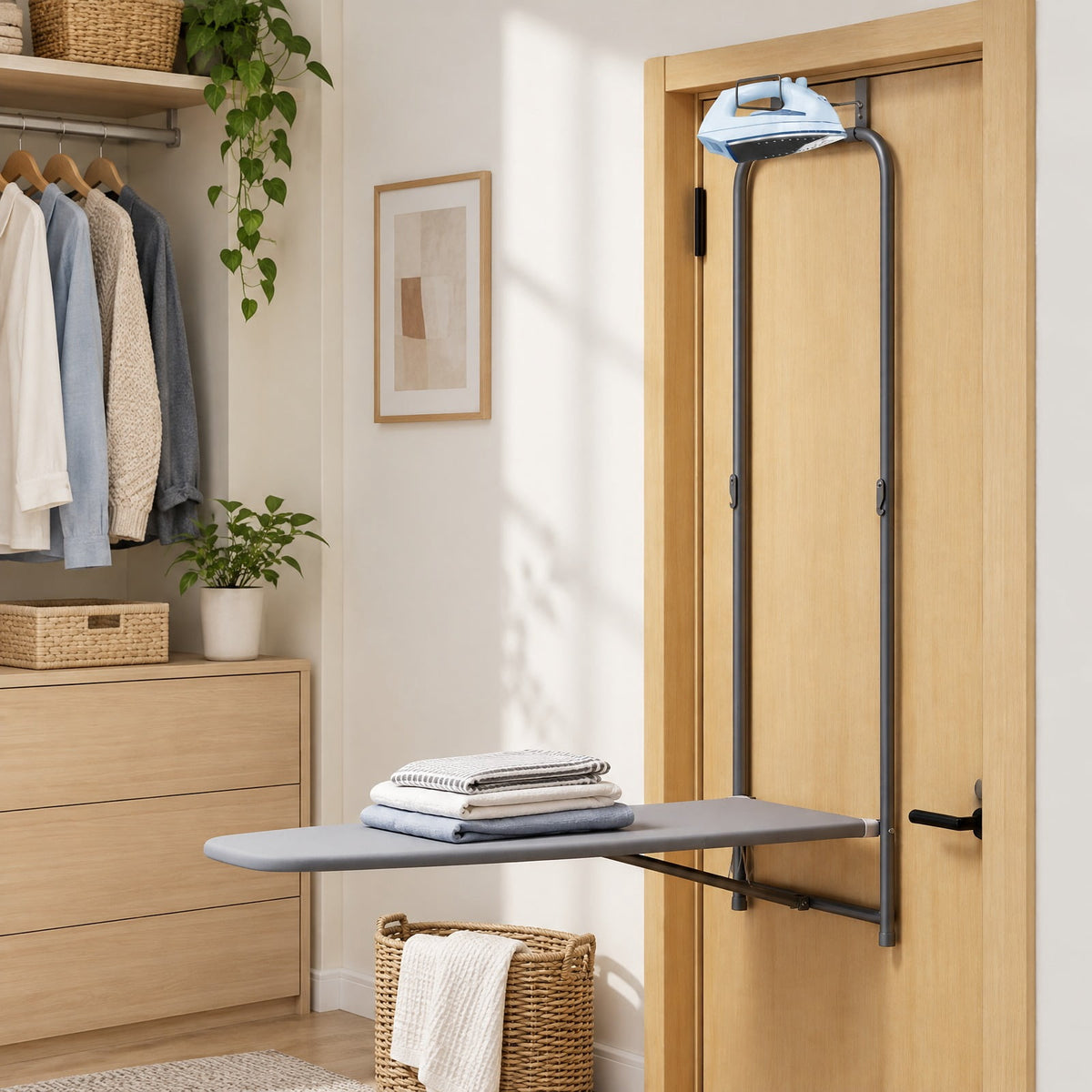 Airfind Over the Door Ironing Board Space-Saving Metal Hanging Ironing Board, 22 lbs Capacity, Cotton Sponge Metal Frame, 42 x 17 x 50 Footprint