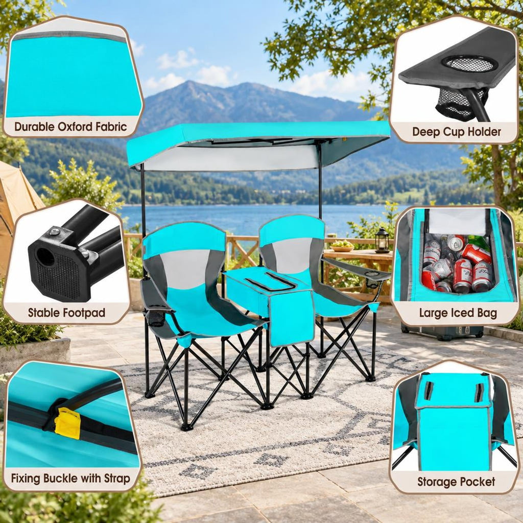 Airfind Patented Portable Folding Camping Canopy Chairs with Cup Holder, Steel oxford fabric Frame, 55.5 x 28.5 x 59.5 (L x W x H) The Footprint