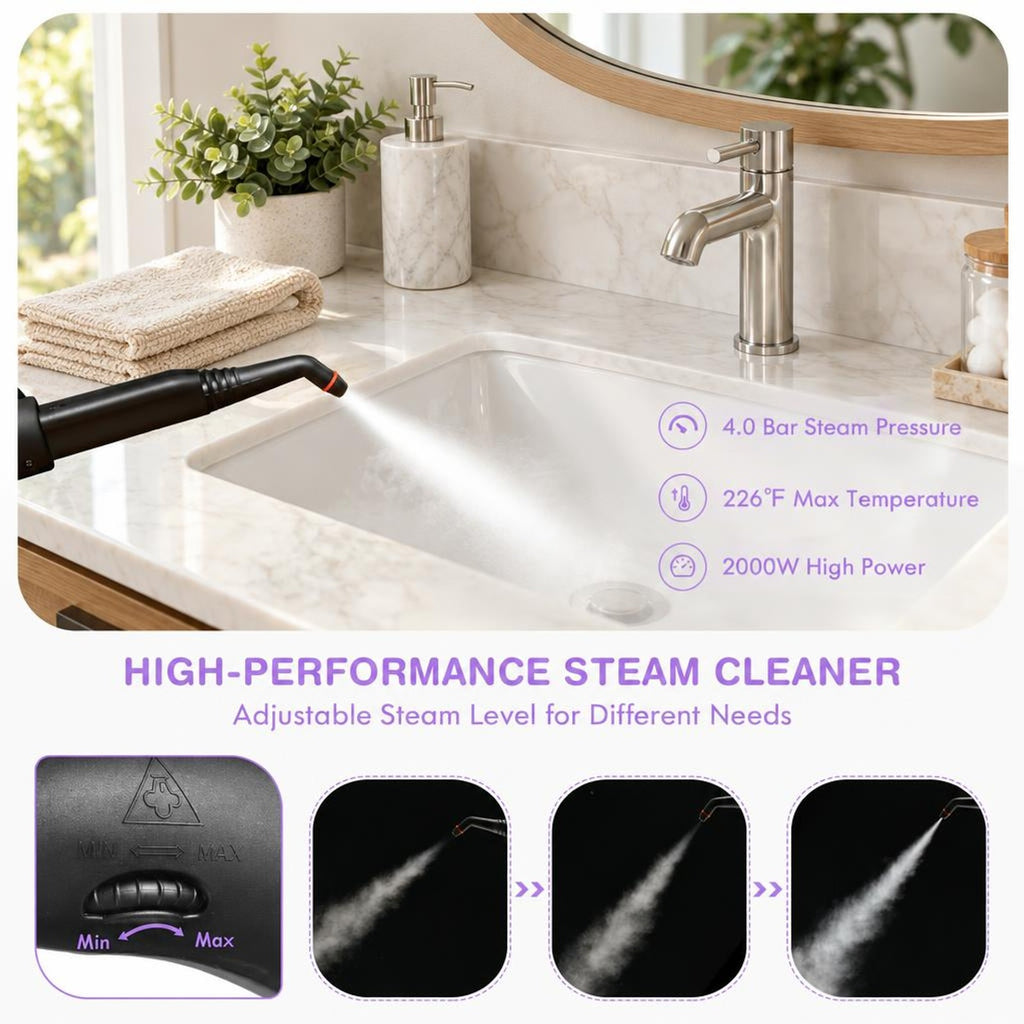 Airfind 2000W Heavy Duty Multi-purpose Steam Cleaner Mop with Detachable Handheld Unit, ABS Frame, : 10 x 17 x 10 Footprint, Purple