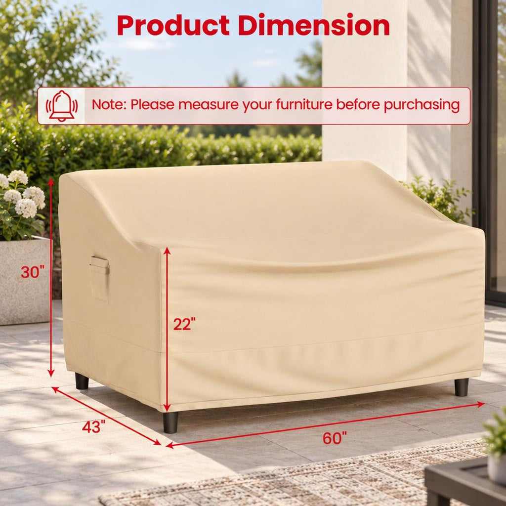 Airfind Patio Furniture Cover with Padded Handle and Click-Close Straps-60 x 43 x 30 inches, Polyester PU Frame, Beige Blue