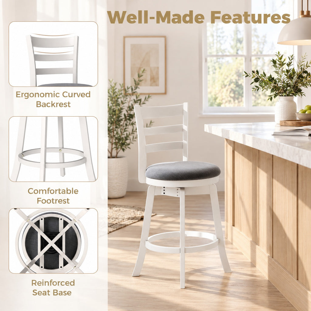 Airfind 25 Inch /30.5 Inch Swivel Barstools Set of 2 360° Rotating Bar/Counter Height Chairs with Upholstered Seat-25 Inch, 350 lbs Capacity