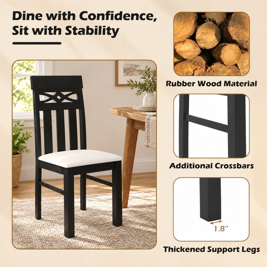Airfind Dining Chairs Set of 2 High Back Dining Room Chairs with Padded Seat and Rubber Wood Frame, 330 lbs Capacity, 19.5 Inch x 17.5 Inch x 38 Inch Footprint