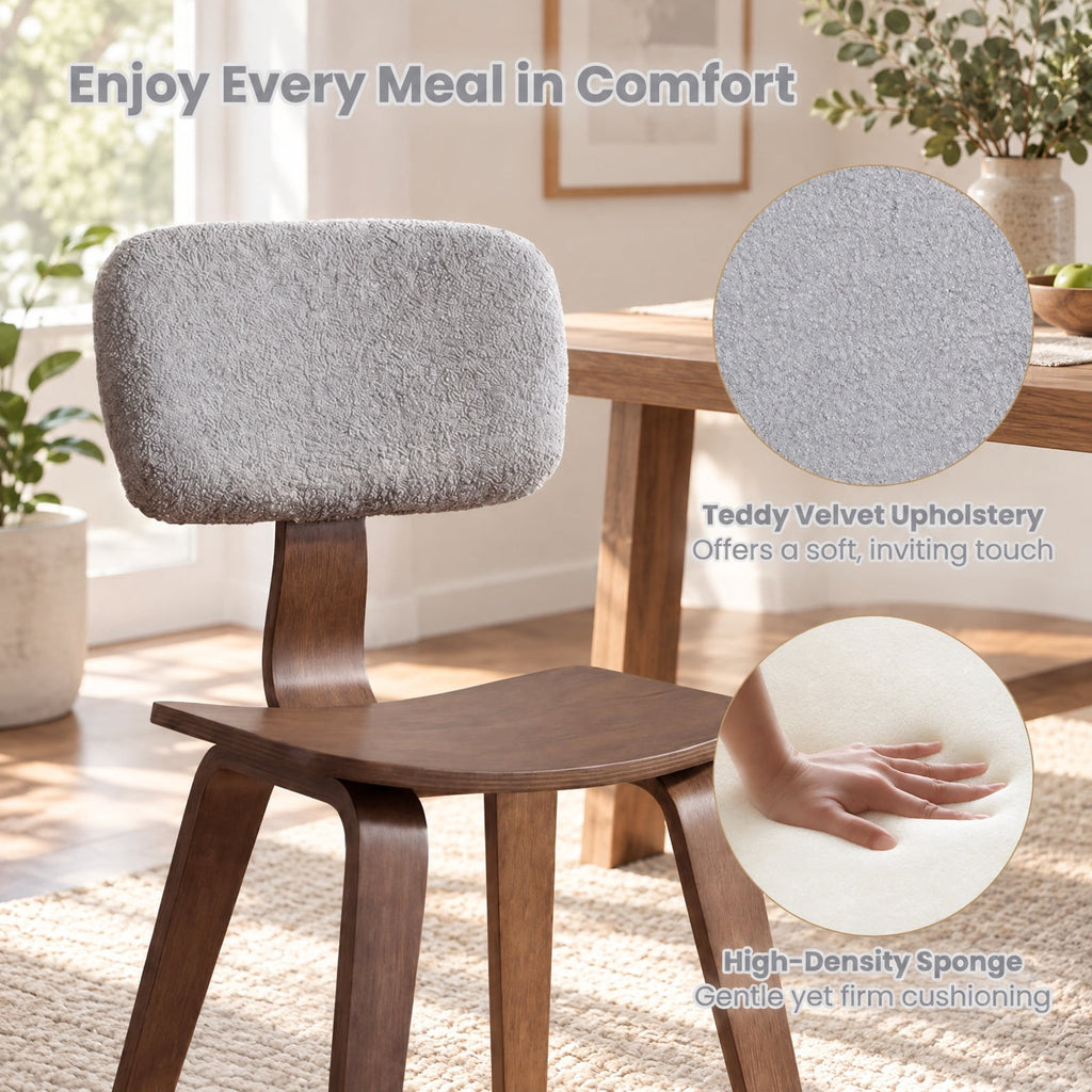 Airfind Set of 2 Rubber Wood Dining Room Chairs with Teddy Velvet Padded Backrest, Capacity 330 lbs Capacity, Rubber Wood Teddy Velvet Sponge Frame