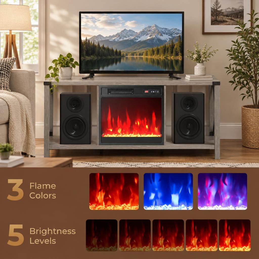Airfind 18 Inch Electric Fireplace Insert Fireplace Heater with Overheat Protection, Metal Tempered Glass Frame, Black