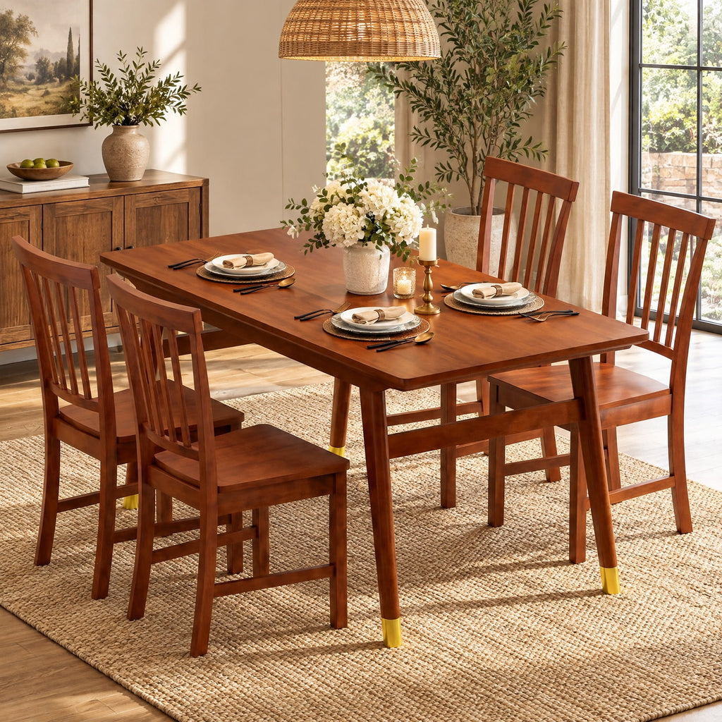 Airfind Set of 2 Dining Chairs with Solid Wooden Legs, 275 lbs Capacity, Rubber wood MDF Frame, 16 x 20 x 36 Footprint, Walnut