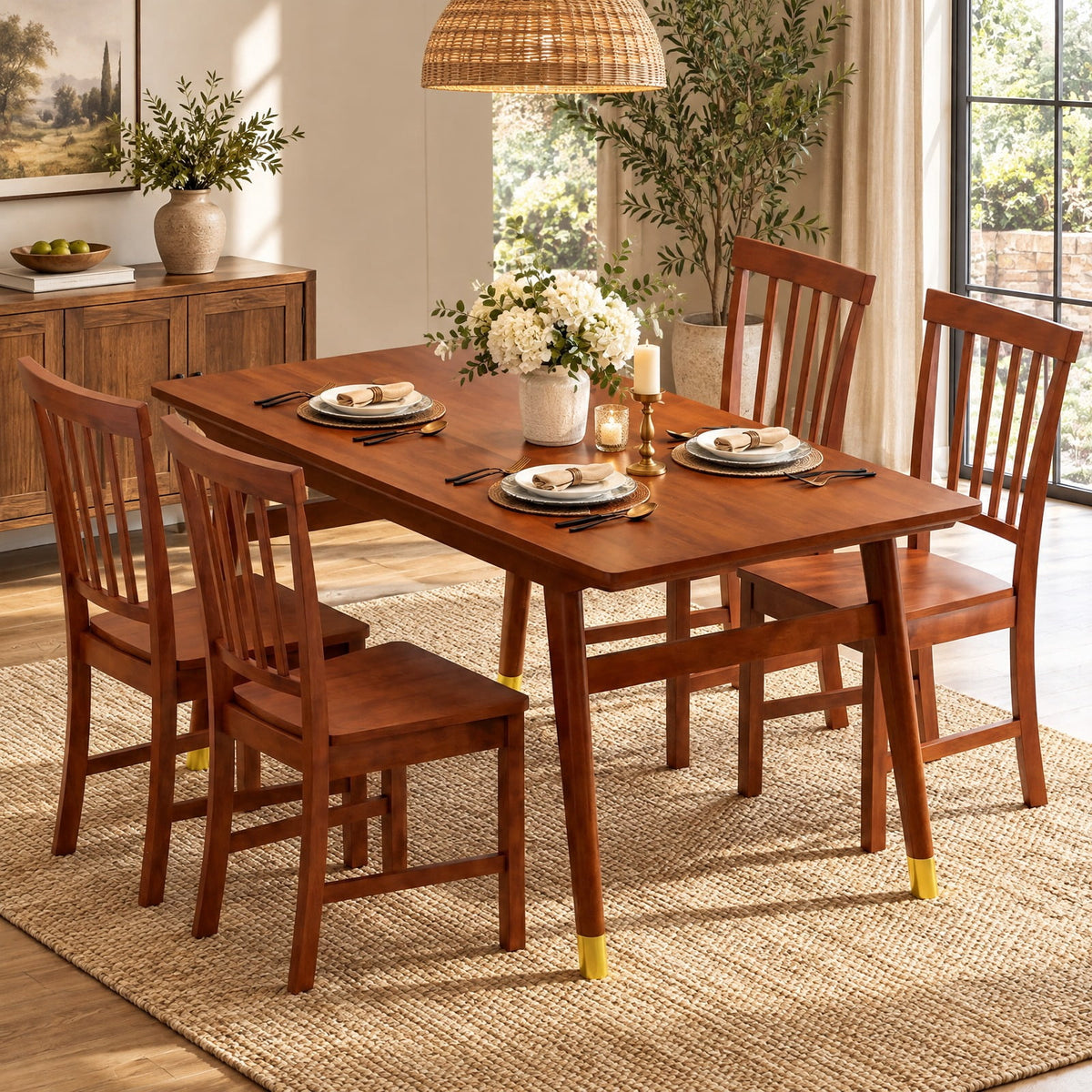 Airfind Set of 2 Dining Chairs with Solid Wooden Legs, 275 lbs Capacity, Rubber wood MDF Frame, 16 x 20 x 36 Footprint, Walnut