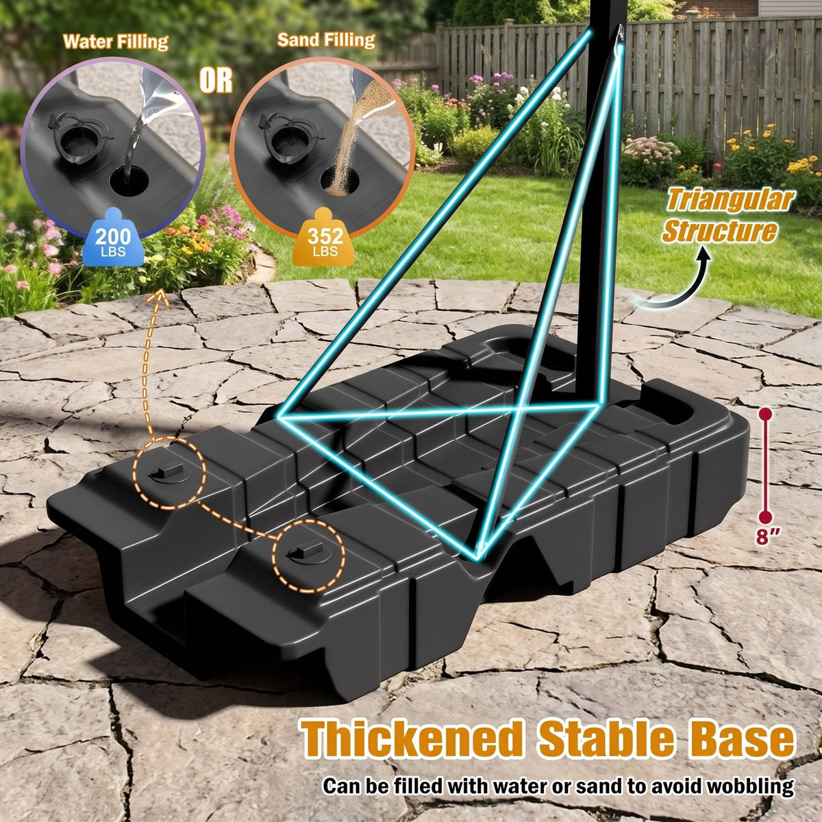 Airfind Foldable Portable Basketball Hoop System, 7.54-10 ft Stepless Height Adjustable with 44 Inch Shatterproof PC Backboard and Fillable Base for Indoor, Black