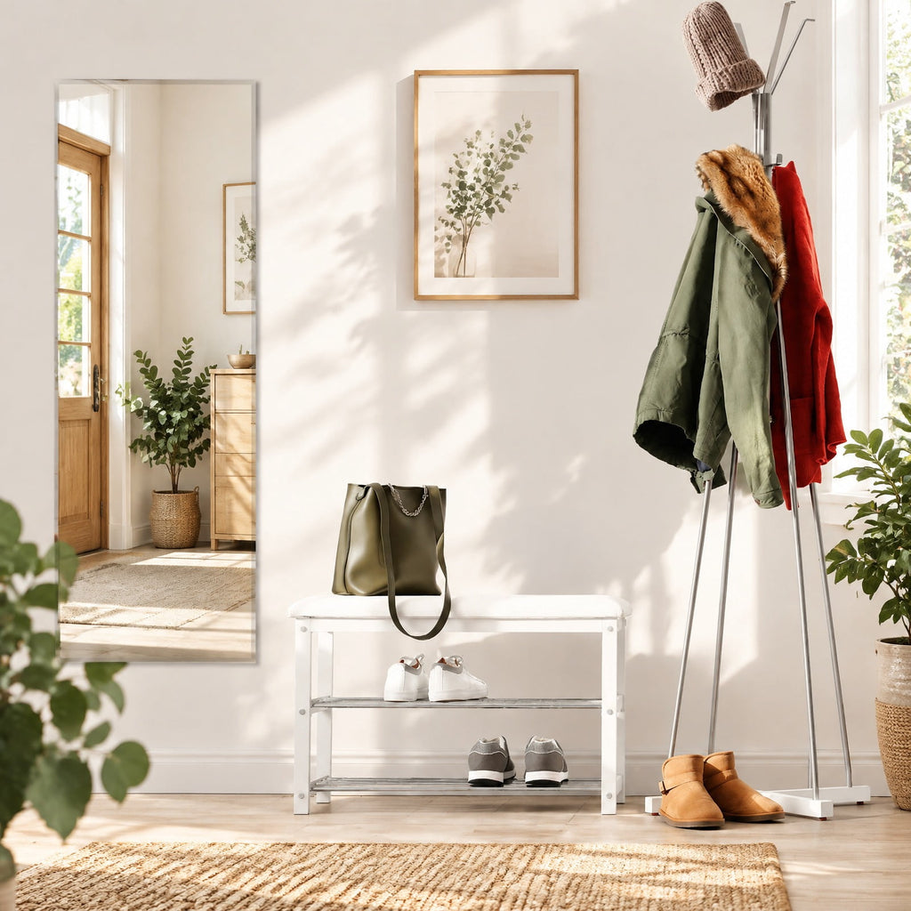 Airfind 43 x 15 Inch Wall Mounted Frameless Full Length Mirror, Glass Frame, 43 Inch x 15 Inch Footprint, Silvery