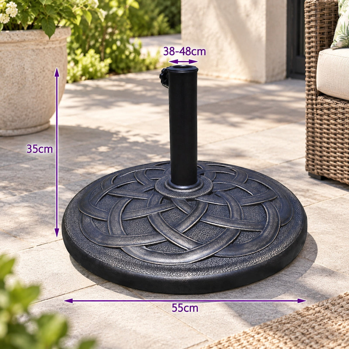 Airfind 22 Inch Heavy Duty Round Umbrella Base Stand, Steel upright and resin base Round base Frame, Bronze