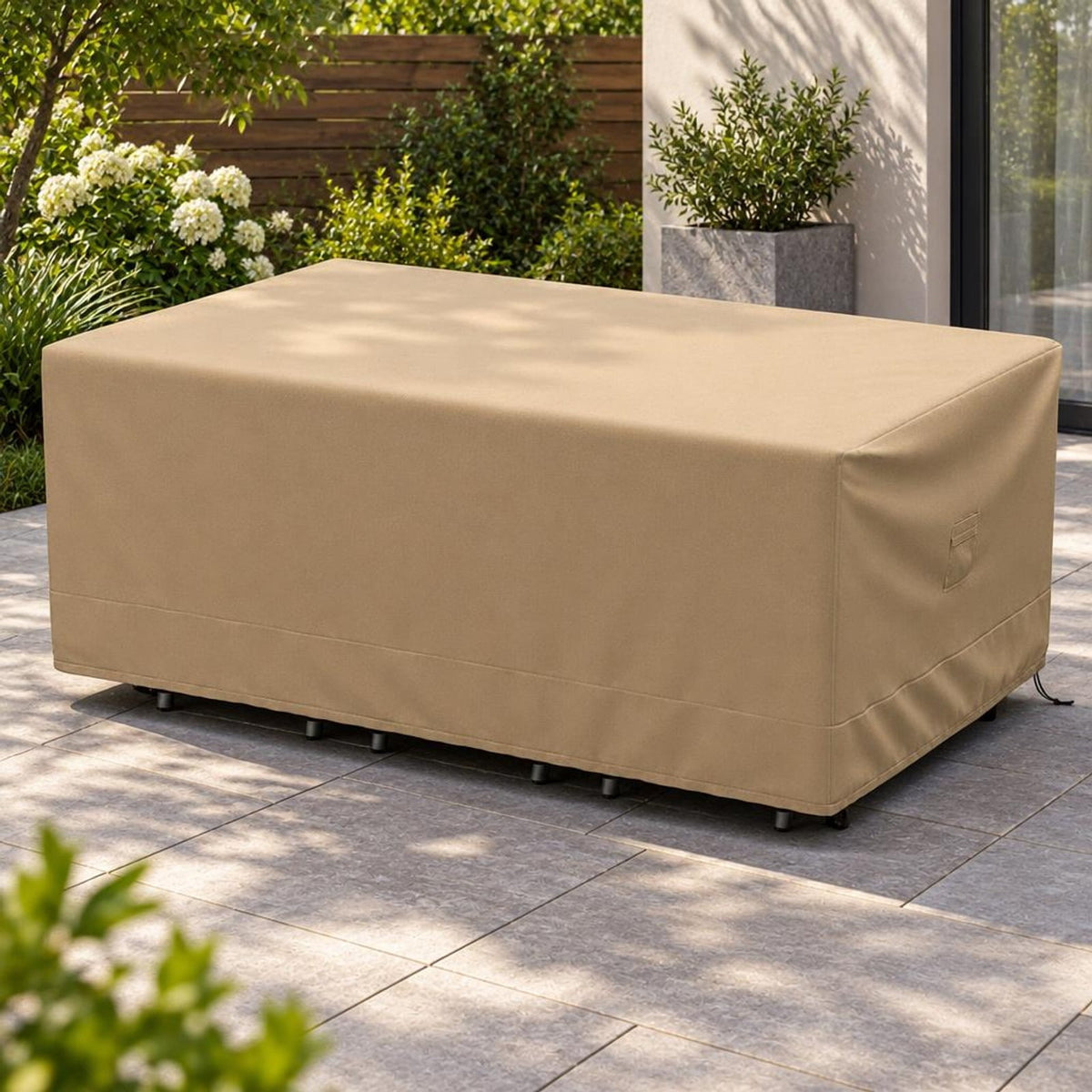 Airfind Patio Furniture Cover with Padded Handle and Click-Close Straps-90 x 50 x 32 inches, Polyester PU Frame, Beige Blue