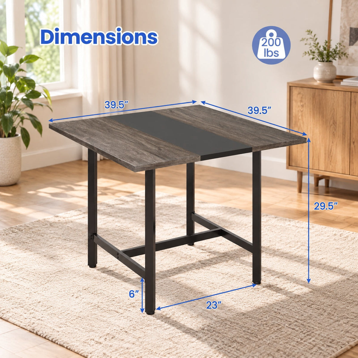 Airfind 39.5 Inches Square Conference Table Meeting Room Table with Thickened Tabletop, 200 lbs Capacity, Engineered Wood Metal Frame, Gray