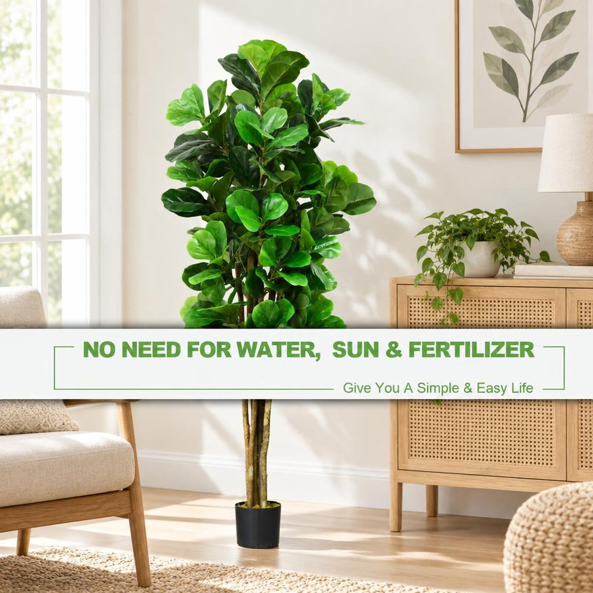 Airfind 6-Feet Artificial Indoor-Outdoor Home Decorative Planter, Soft PP PEVA Frame, Green, Diameter of basin bottom 6.5