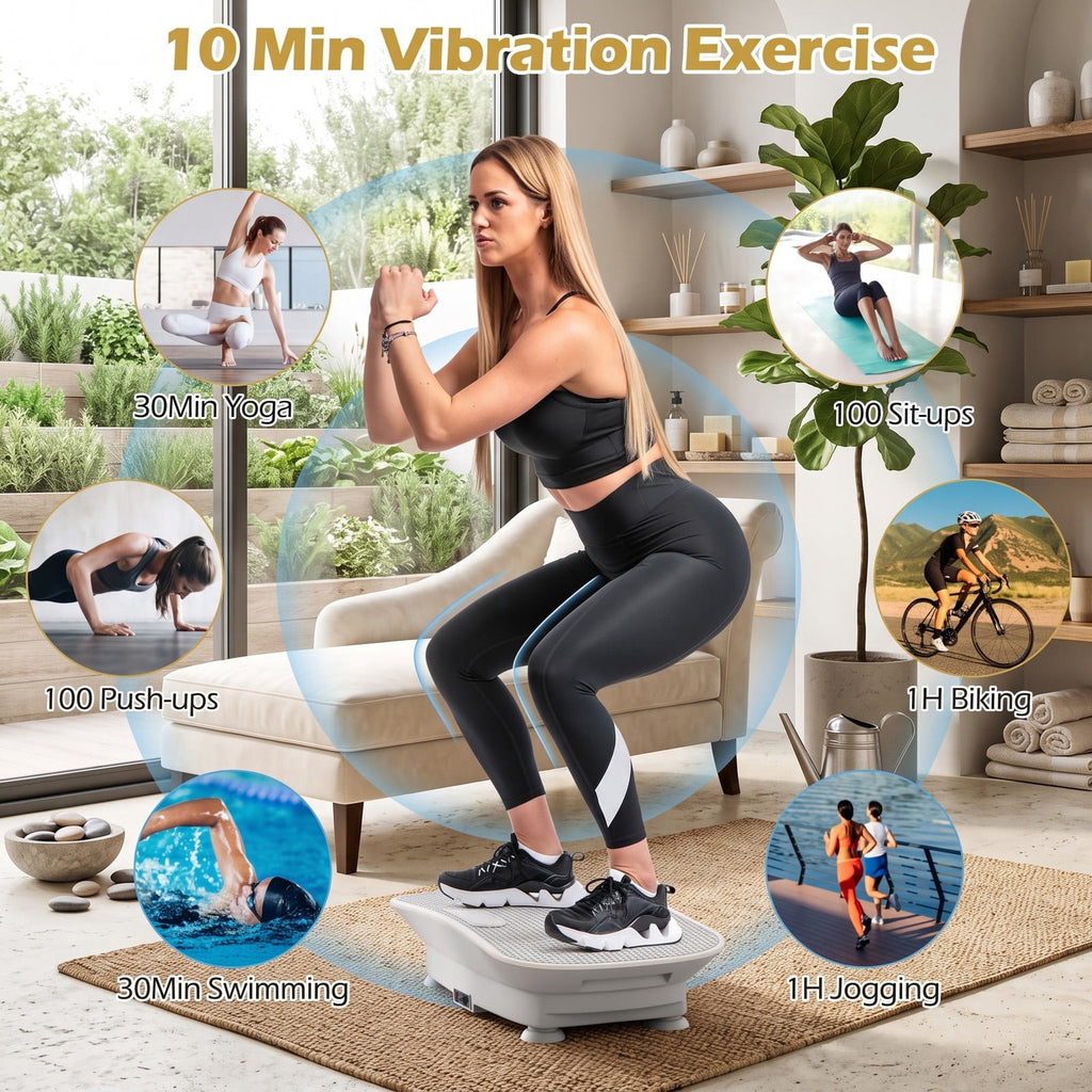 Airfind Vibration Plate Exercise Machine for Weight Loss and Lymphatic Drainage, 10 Speed Whole Body Vibration Platform with Remote Control and LED Display, Gray