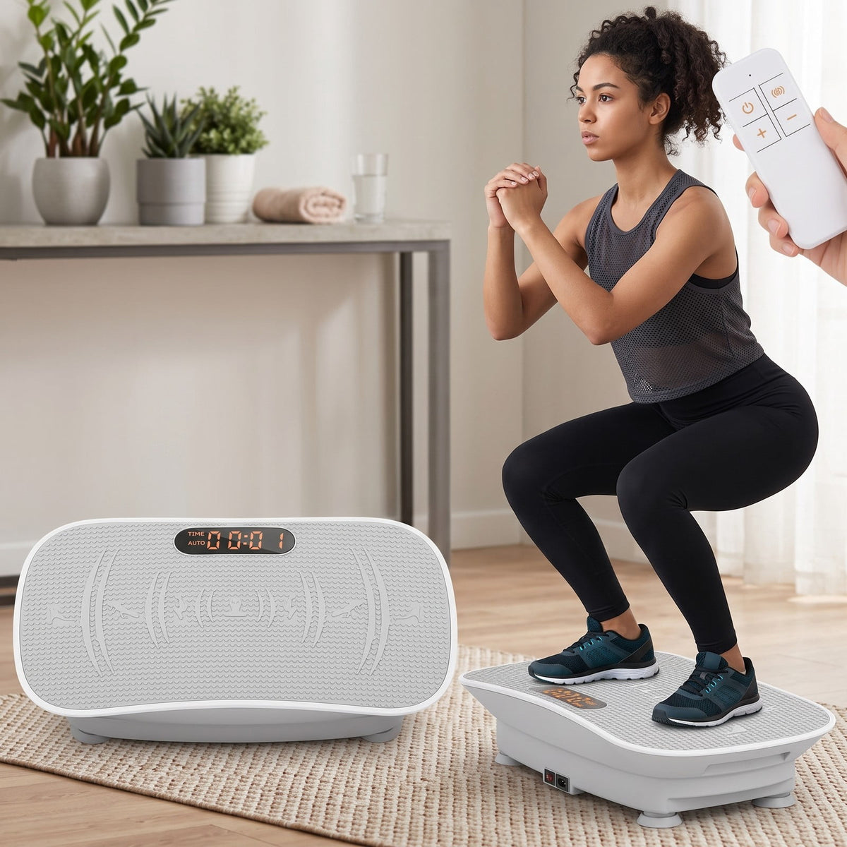 Airfind Vibration Plate Exercise Machine for Weight Loss and Lymphatic Drainage, 10 Speed Whole Body Vibration Platform with Remote Control and LED Display, Gray