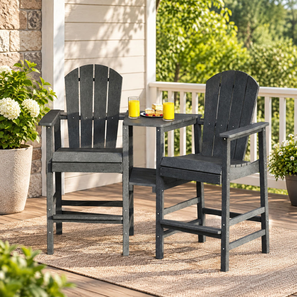 Airfind 2-Seat Adirondack Chair All-Weather Adirondack Chair with Double Connecting Tray, Chair 330 lbs Capacity, HDPE Frame, Gray