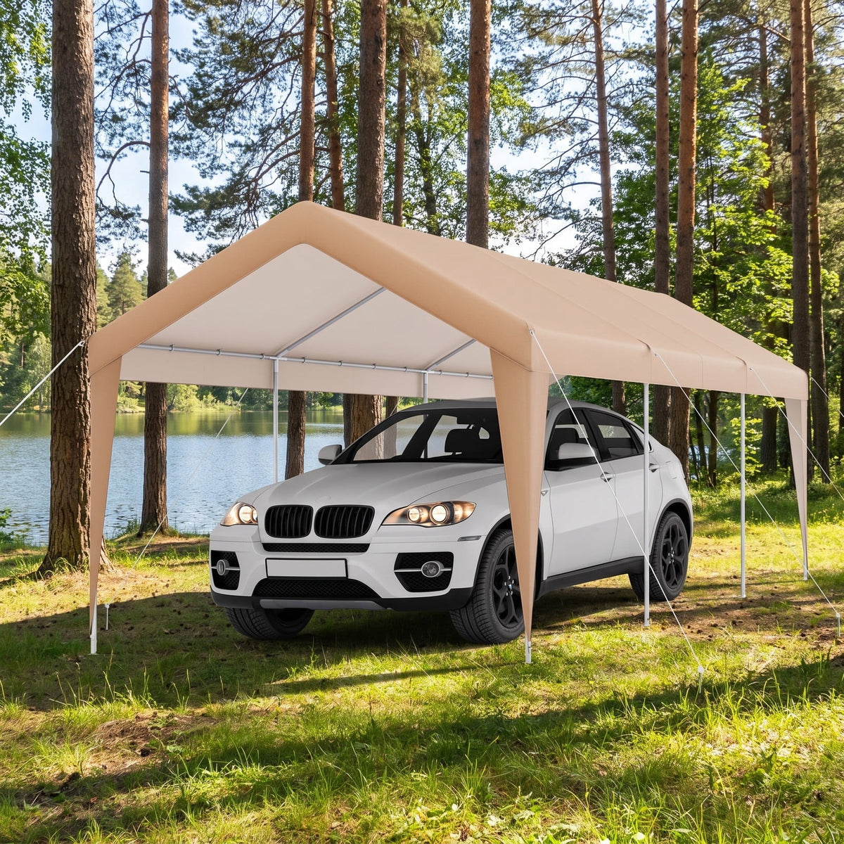 Airfind 10 x 20 Feet Patio Heavy Duty All-Weather Carport, Double-Layer 180G PE Galvanized Steel Frame, 10 x 20 x 9.4 ft Footprint, Yellow