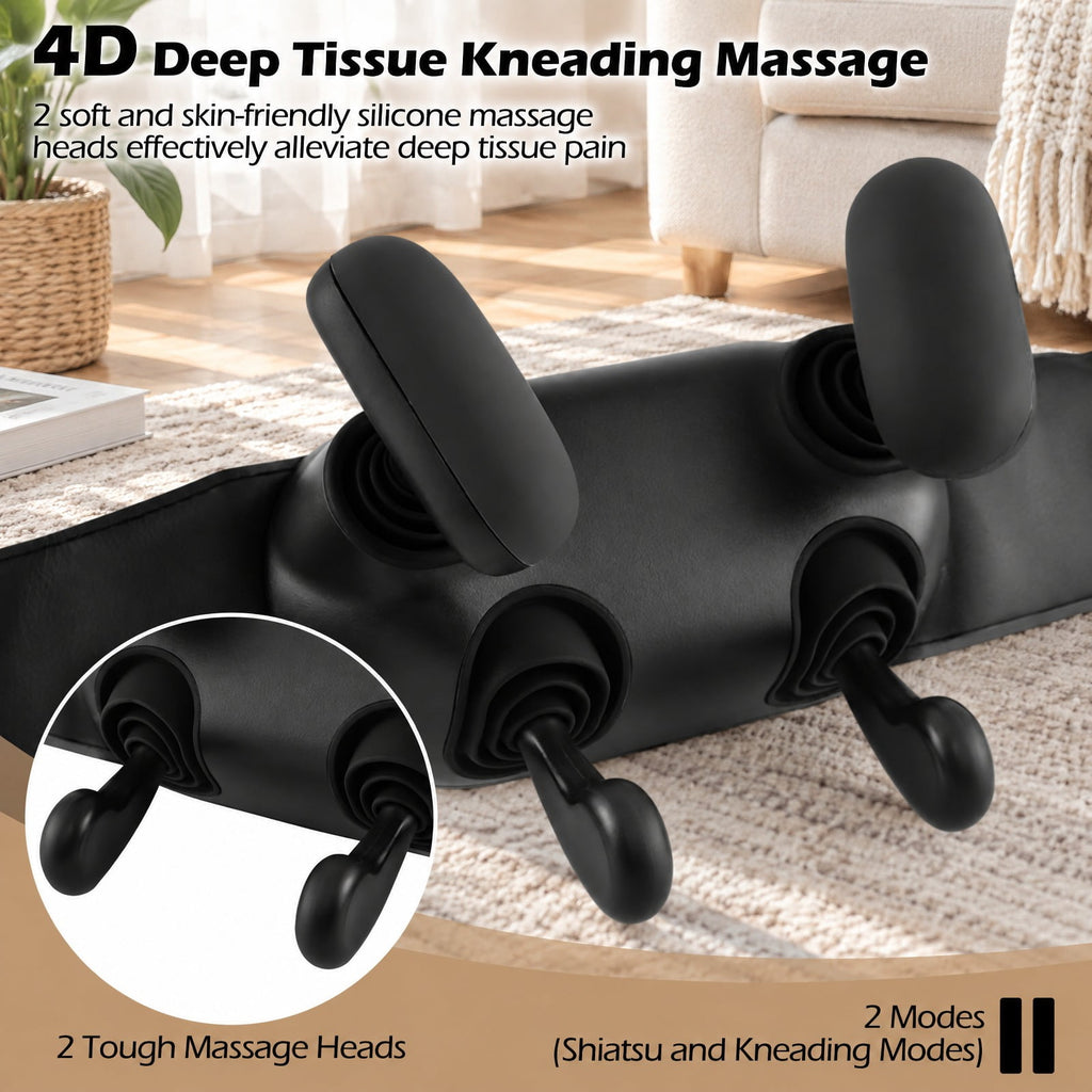 Airfind Neck Shoulder Massager with 2 Heat Levels for Pain Relief, PU ABS Silicone Frame, 8 x 20 x 5.5 Footprint, Black