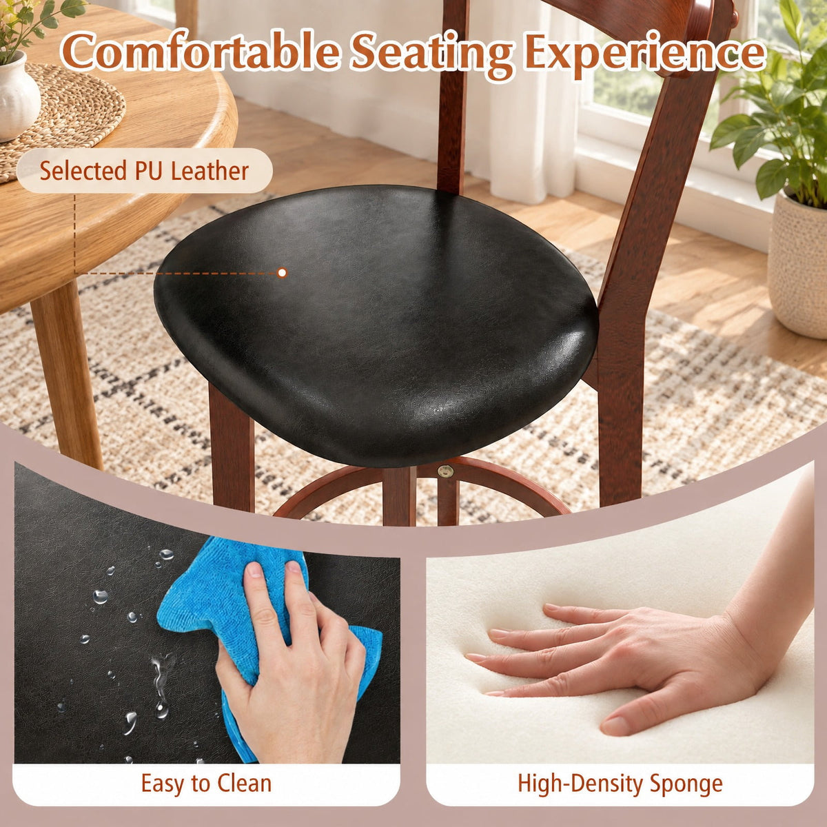 Airfind Set of 2 24 Inch Modern Armless Upholstered Cushioned Seat Island Dining Chairs for Kitchen, 275 lbs Capacity, 16.5 x 19 x 40 Footprint