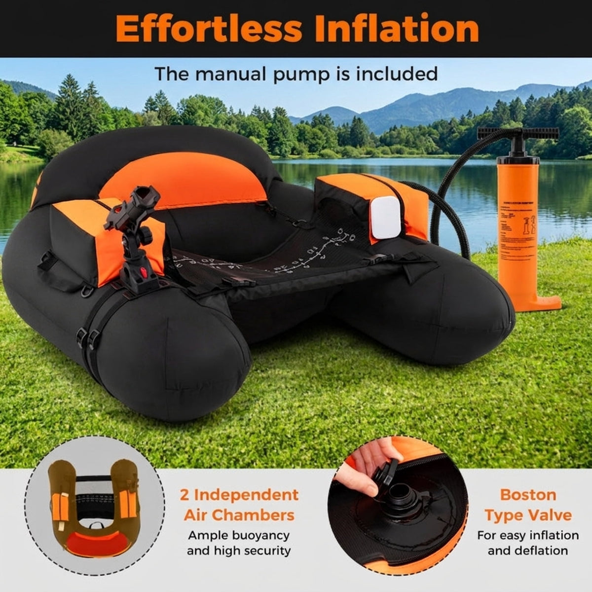 Airfind Inflatable Floating Island for Adults with Mesh Seats and Backrests plus Cup Holders and Boarding Platform in Heavy-Duty Material for Lake and Pool Parties, Orange