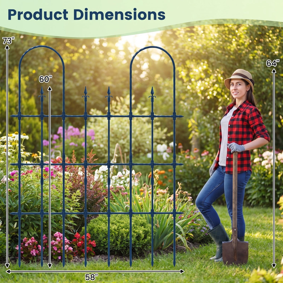 Airfind 58 x 73 Inch Outdoor Garden Rose Arch Trellis for Climbing Plants, PE-Coated Metal Frame, 58 x 73 Footprint, Rose