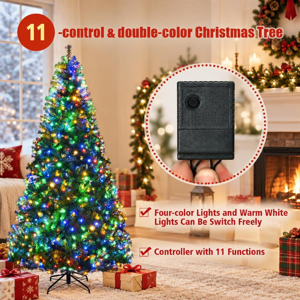 Airfind Artificial Premium Hinged Christmas Tree-9 Feet, PVC Frame, 0.9in x 1.6in x 2in Footprint, Green Adapter: UL-certified