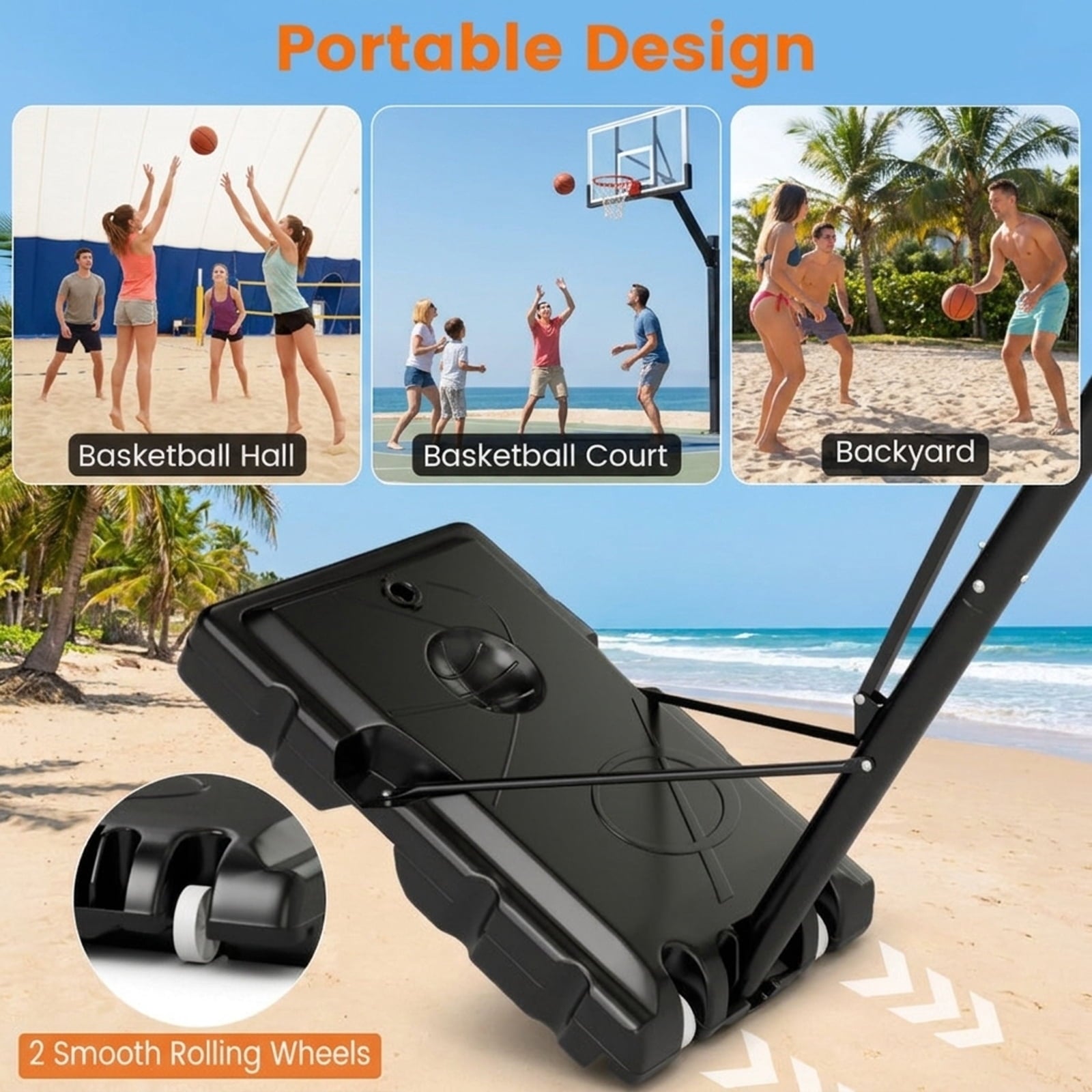 Airfind Portable Basketball Goal (4.6 to 10 ft Range) Stabilizing Base, Black