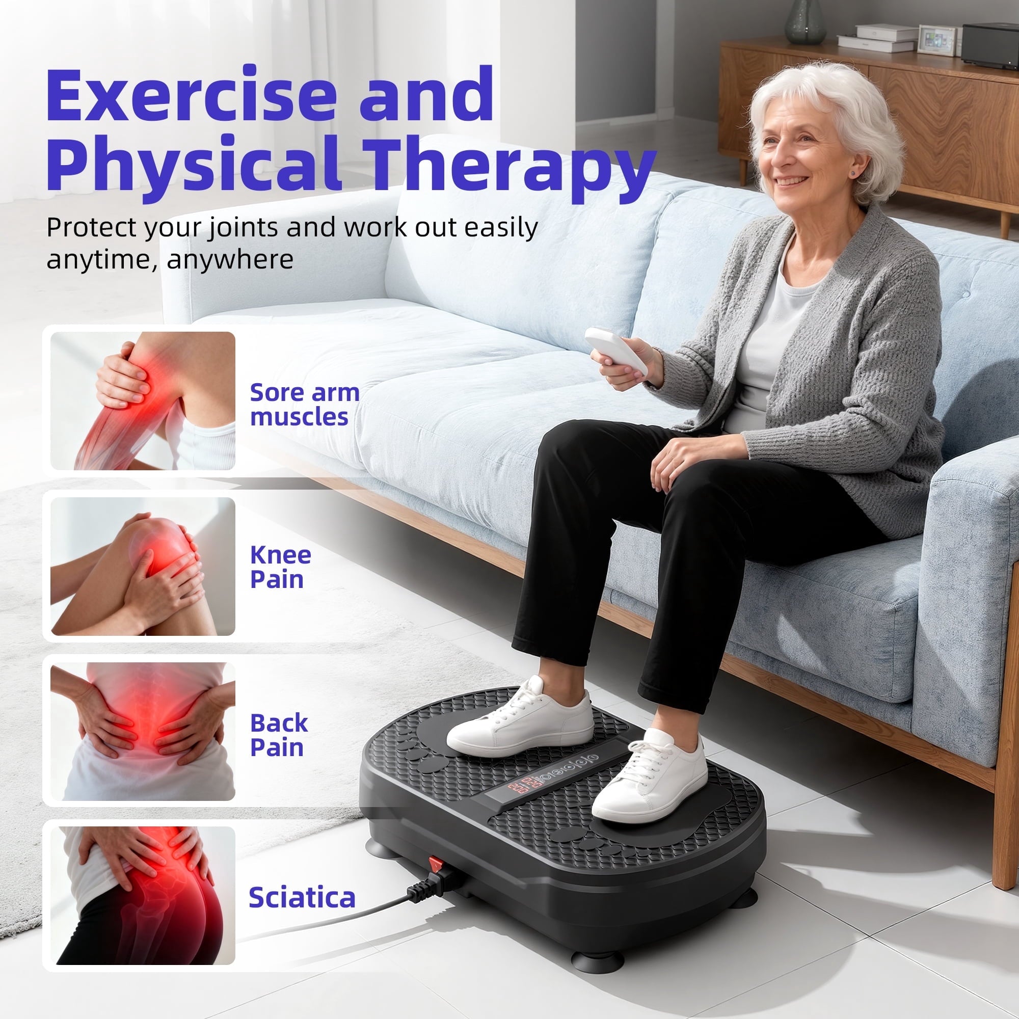 Airfind Vibration Plate Exercise Machine for Lymphatic Drainage, Full Body Workout Vibration Platform with Bluetooth Speaker,2 Loops and 5 Resistance Bands for Home Exercise Gym,450lb Capacity,Black